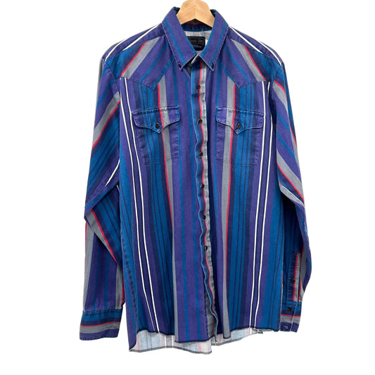 Vintage Panhandle Slim Striped Western Button Down Shirt