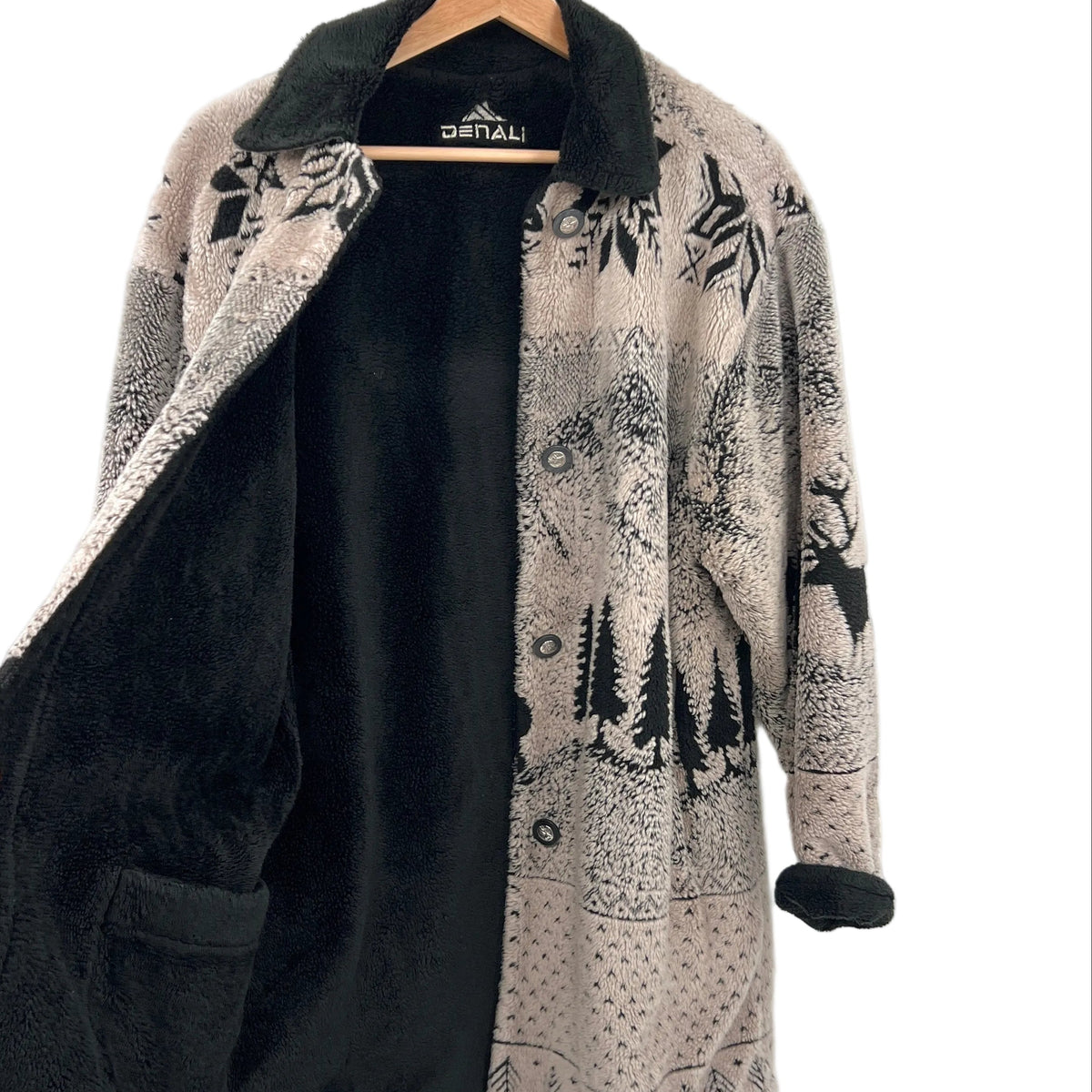 Vintage Danali Reversible Deer Mountains Teddy Fleece Jacket