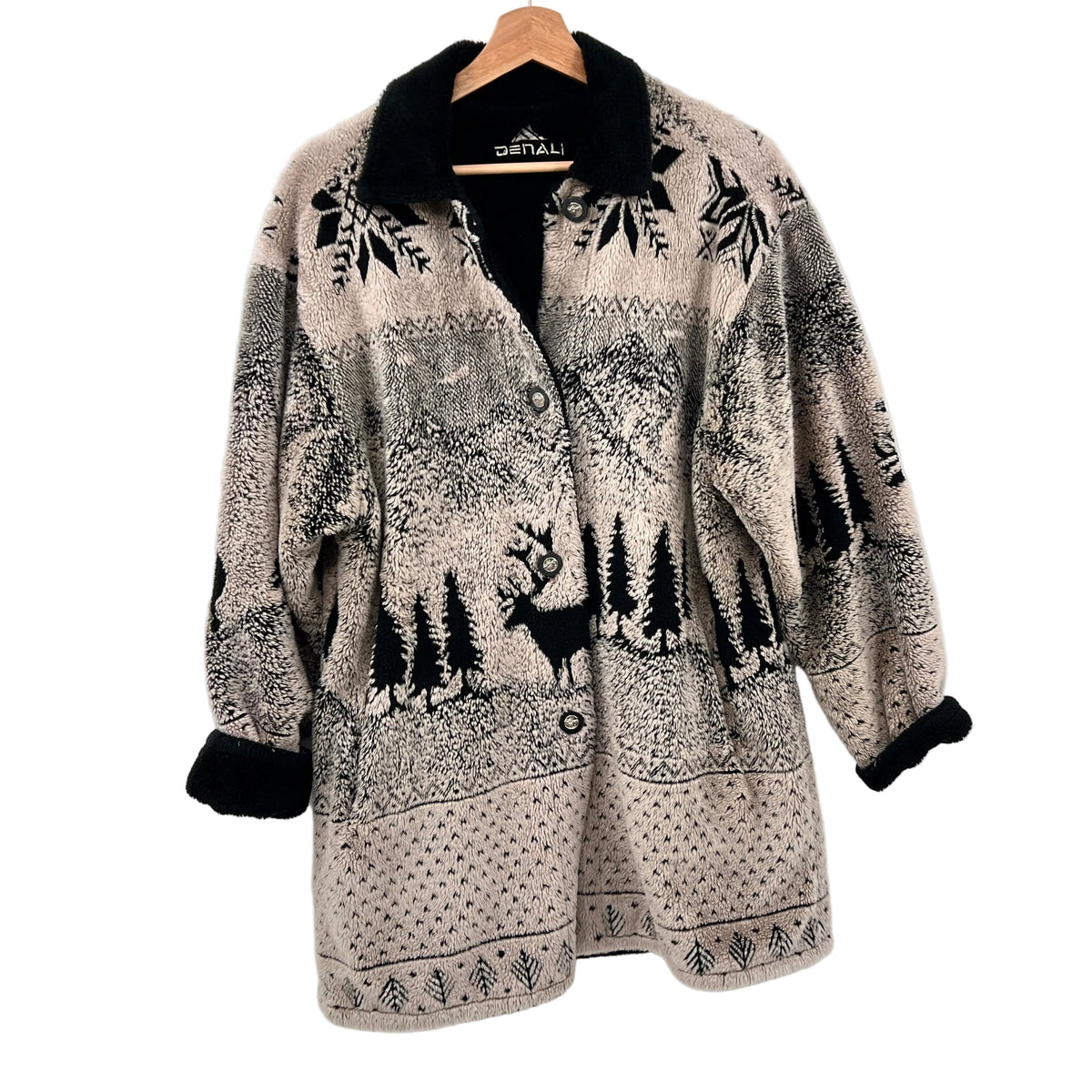 Vintage Danali Reversible Deer Mountains Teddy Fleece Jacket