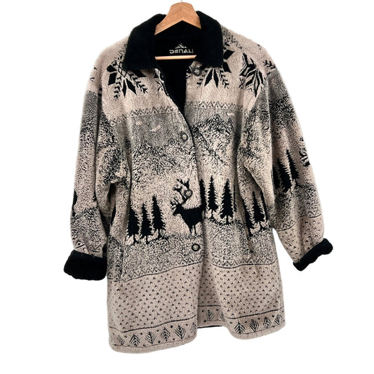 Vintage Danali Reversible Deer Mountains Teddy Fleece Jacket
