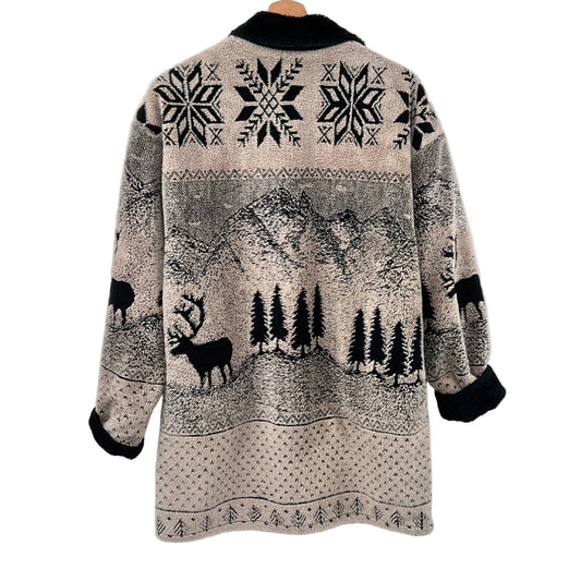 Vintage Danali Reversible Deer Mountains Teddy Fleece Jacket