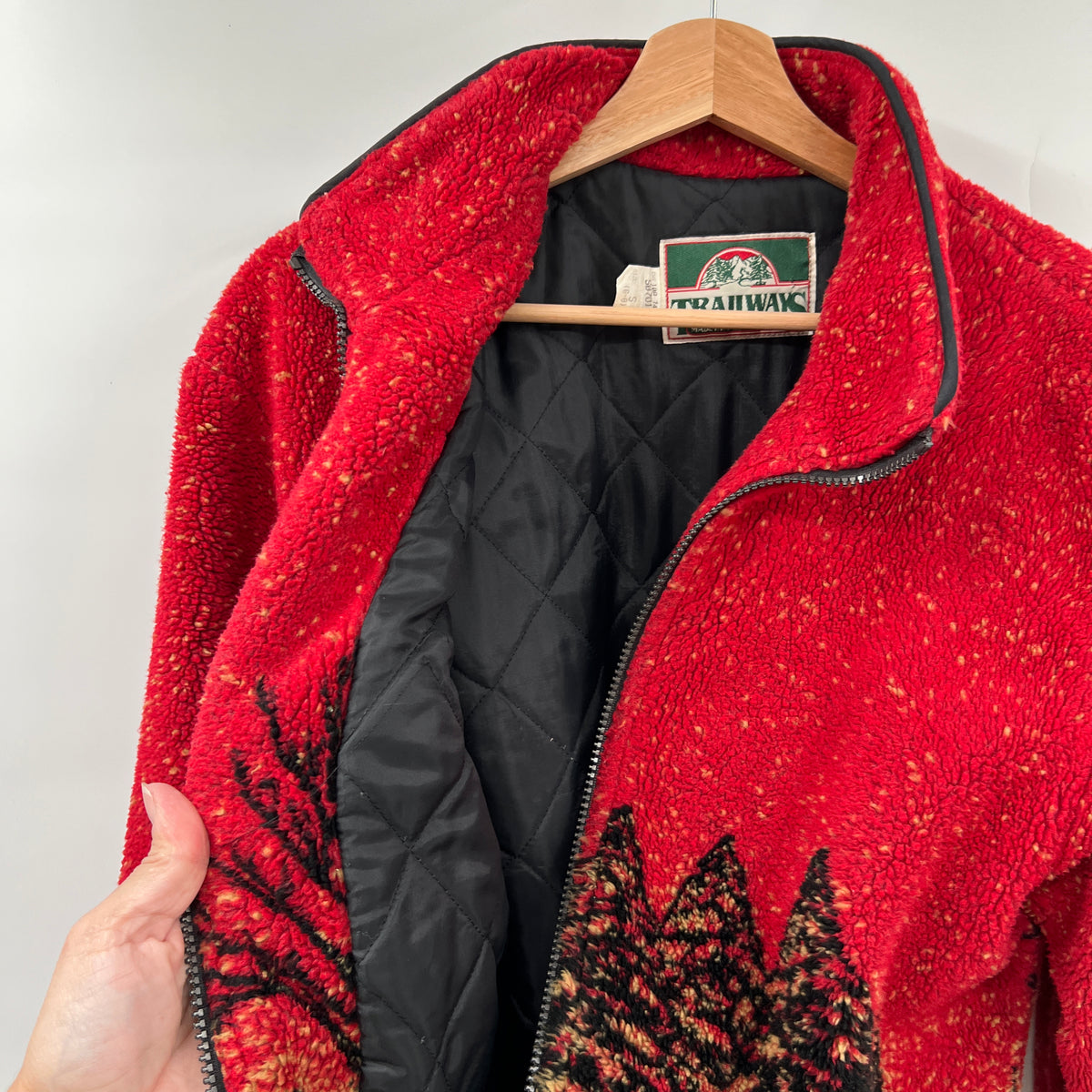 Vintage Horse & Pine Trees Teddy Fleece Jacket