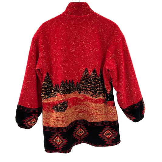 Vintage Horse & Pine Trees Teddy Fleece Jacket