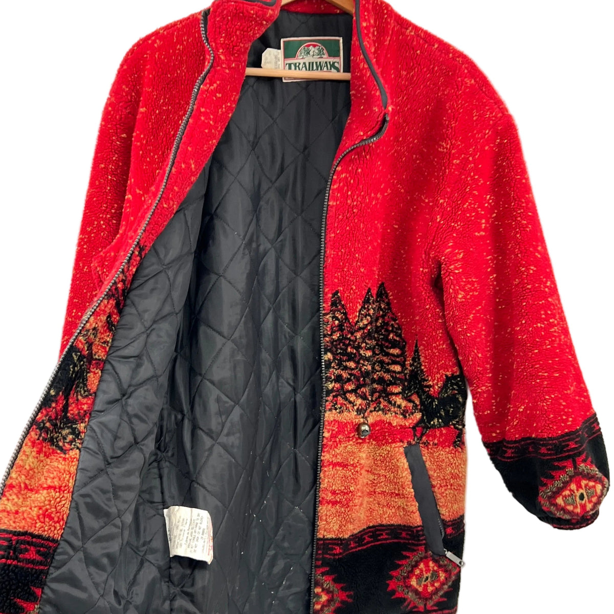 Vintage Horse & Pine Trees Teddy Fleece Jacket