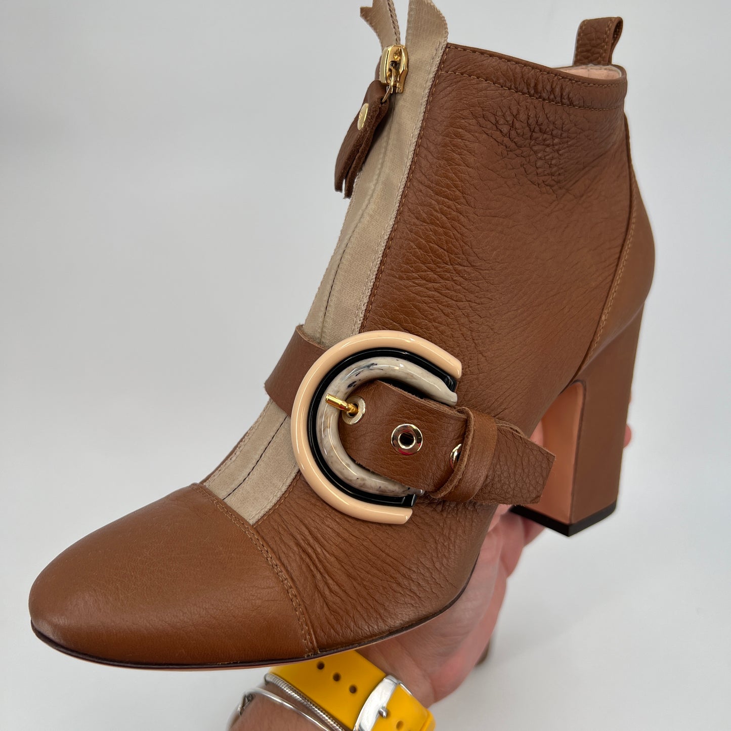 AGL Chewy-Buckle Leather Heel Boots 41EU