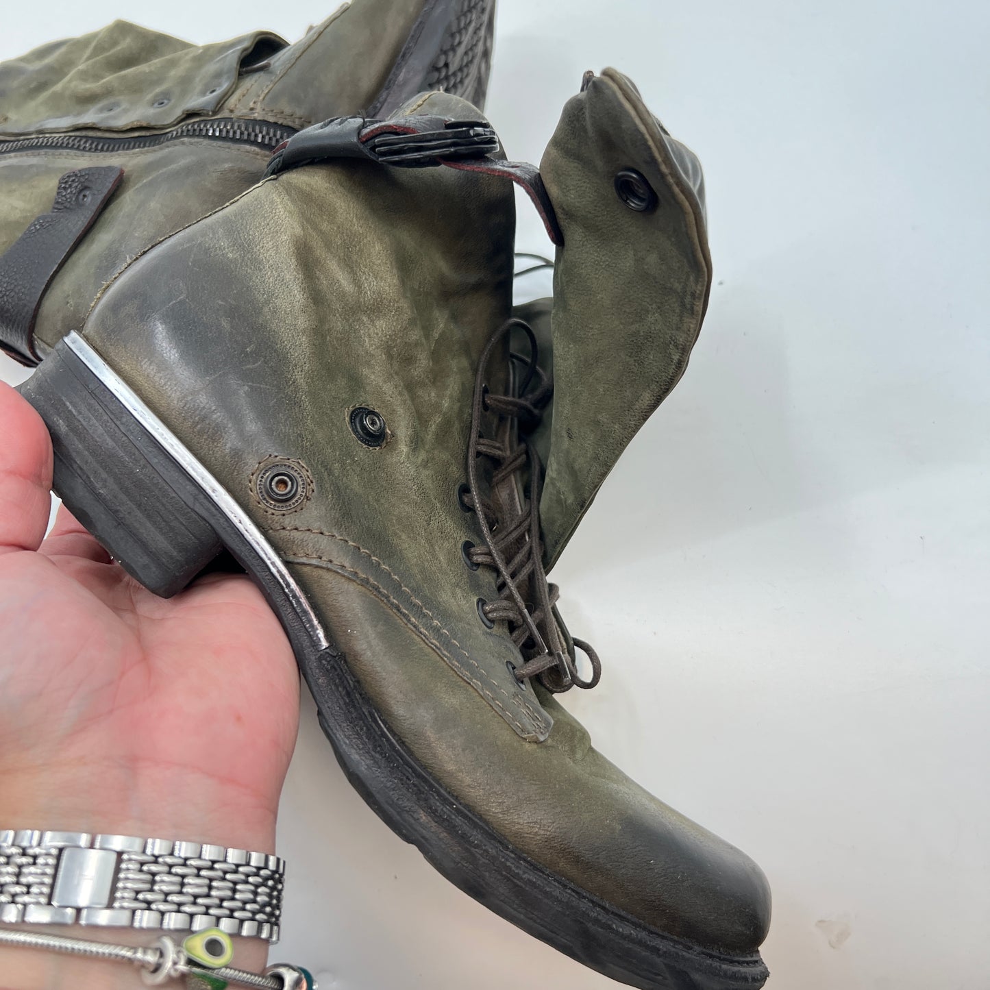 A.S 98 Wrap Around & Lace Up Leather Boots