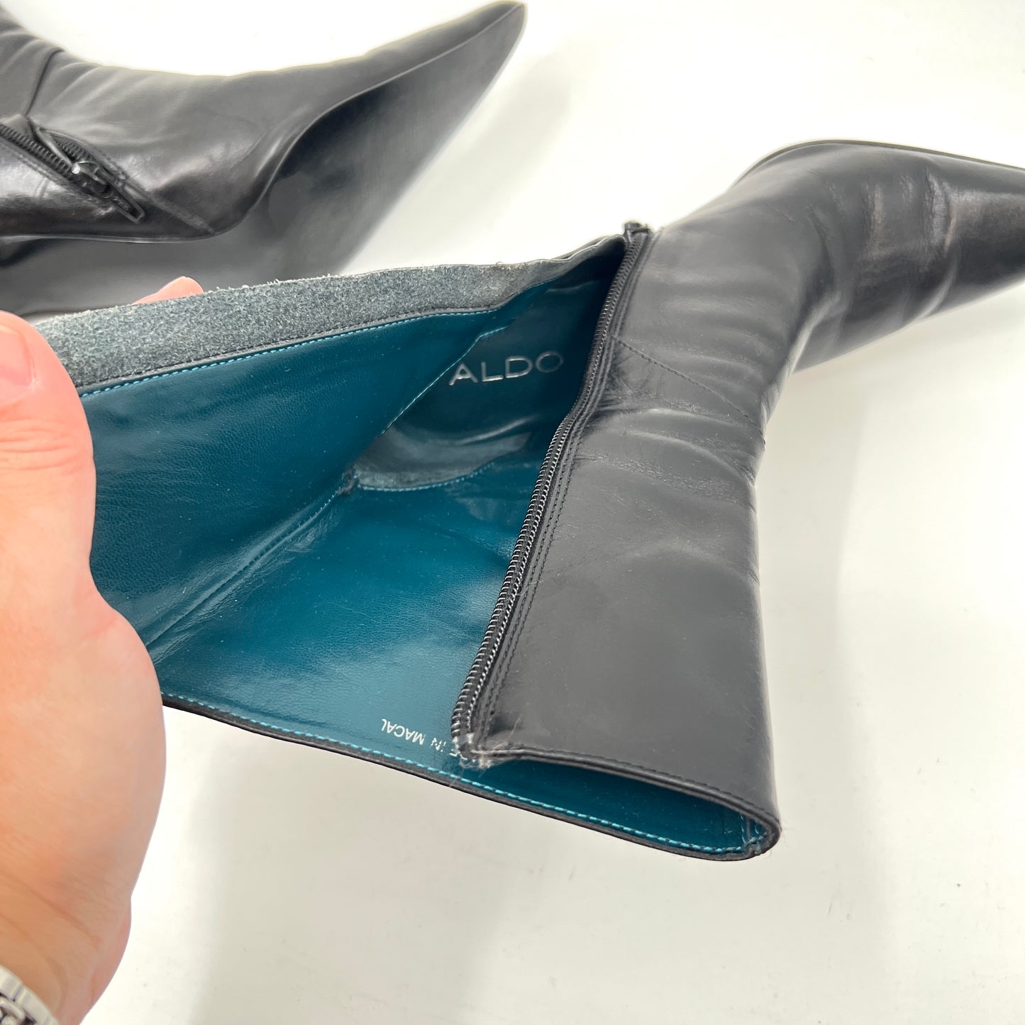 Y2K Aldo Pointy Toe Leather Heel Boots