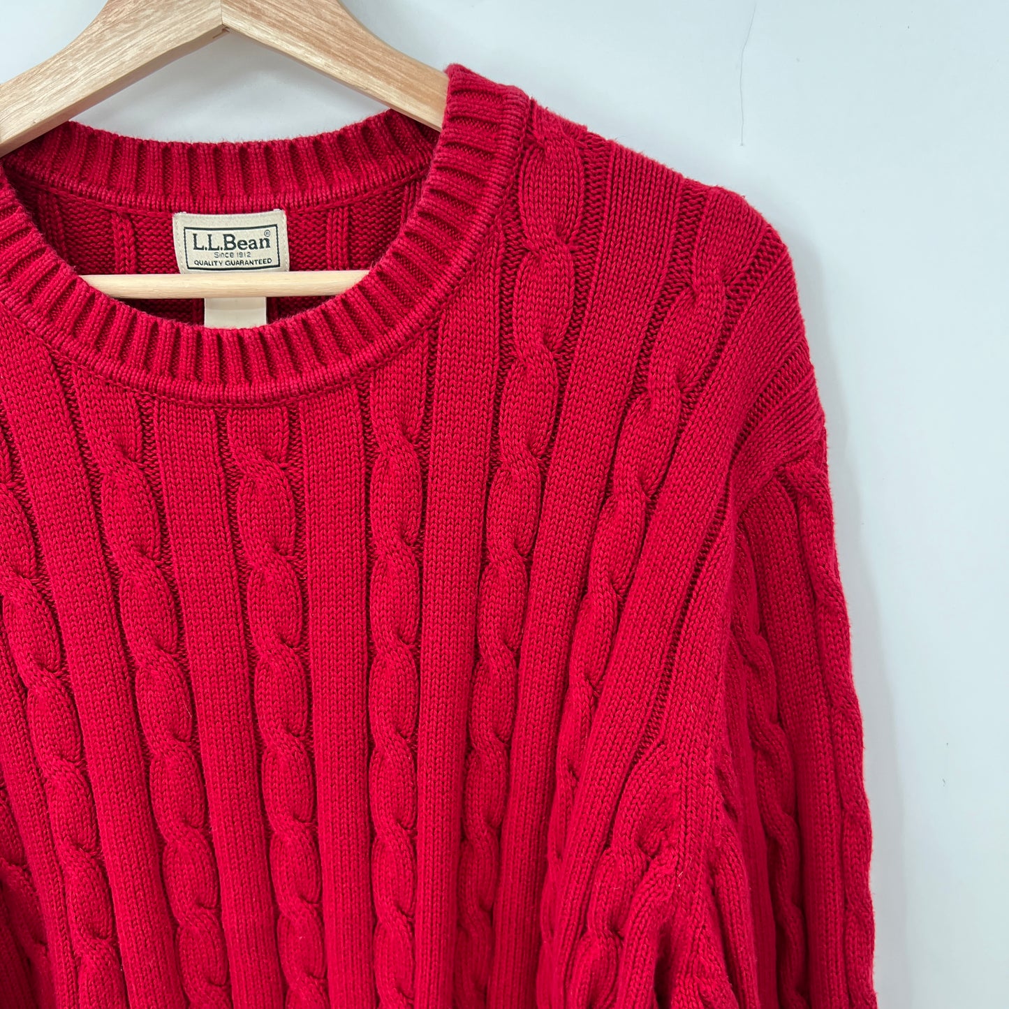 L.L. Bean Cotton Cable Knit Crewneck Sweater