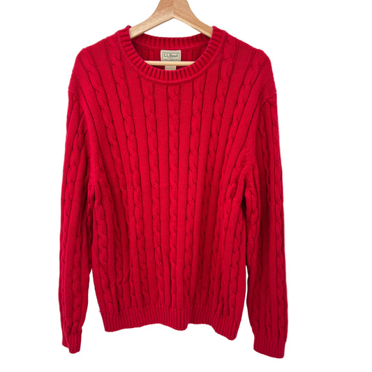L.L. Bean Cotton Cable Knit Crewneck Sweater