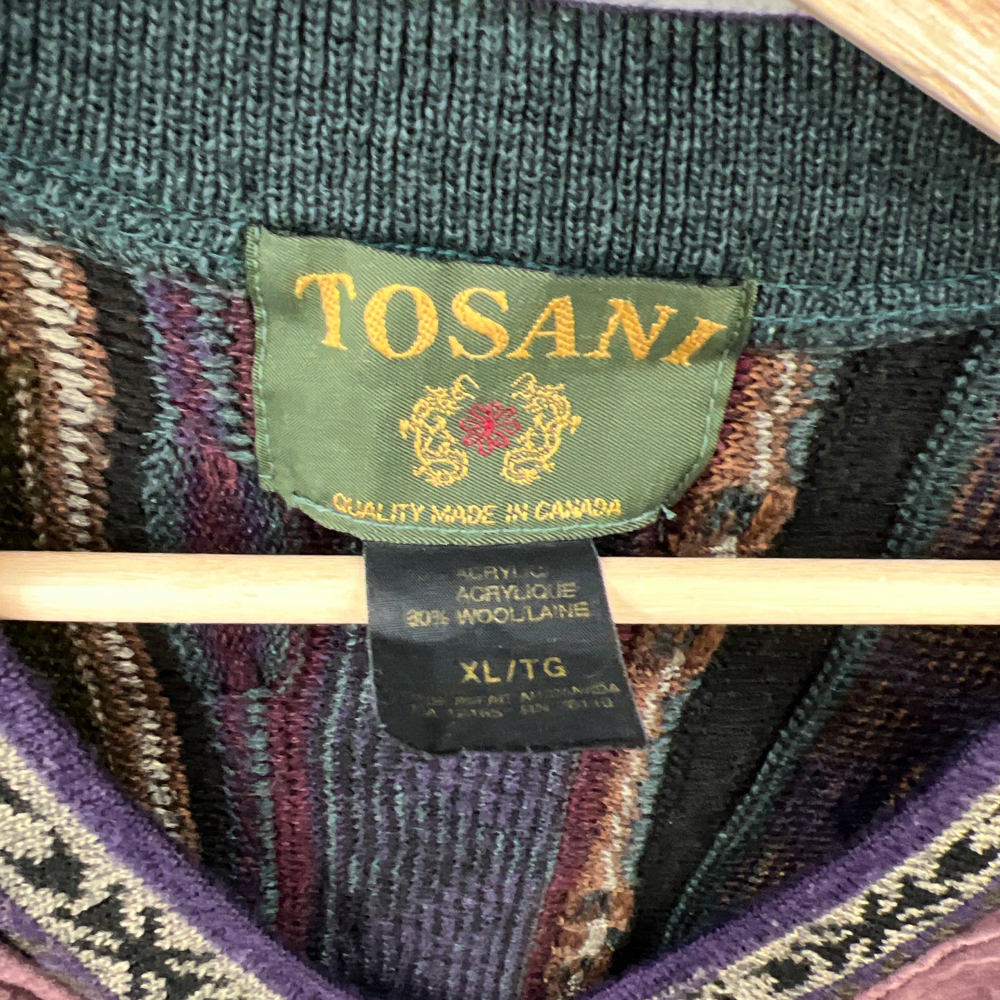 Vintage Tosani 3D Knit and Suede Leather Patchwork Sweater
