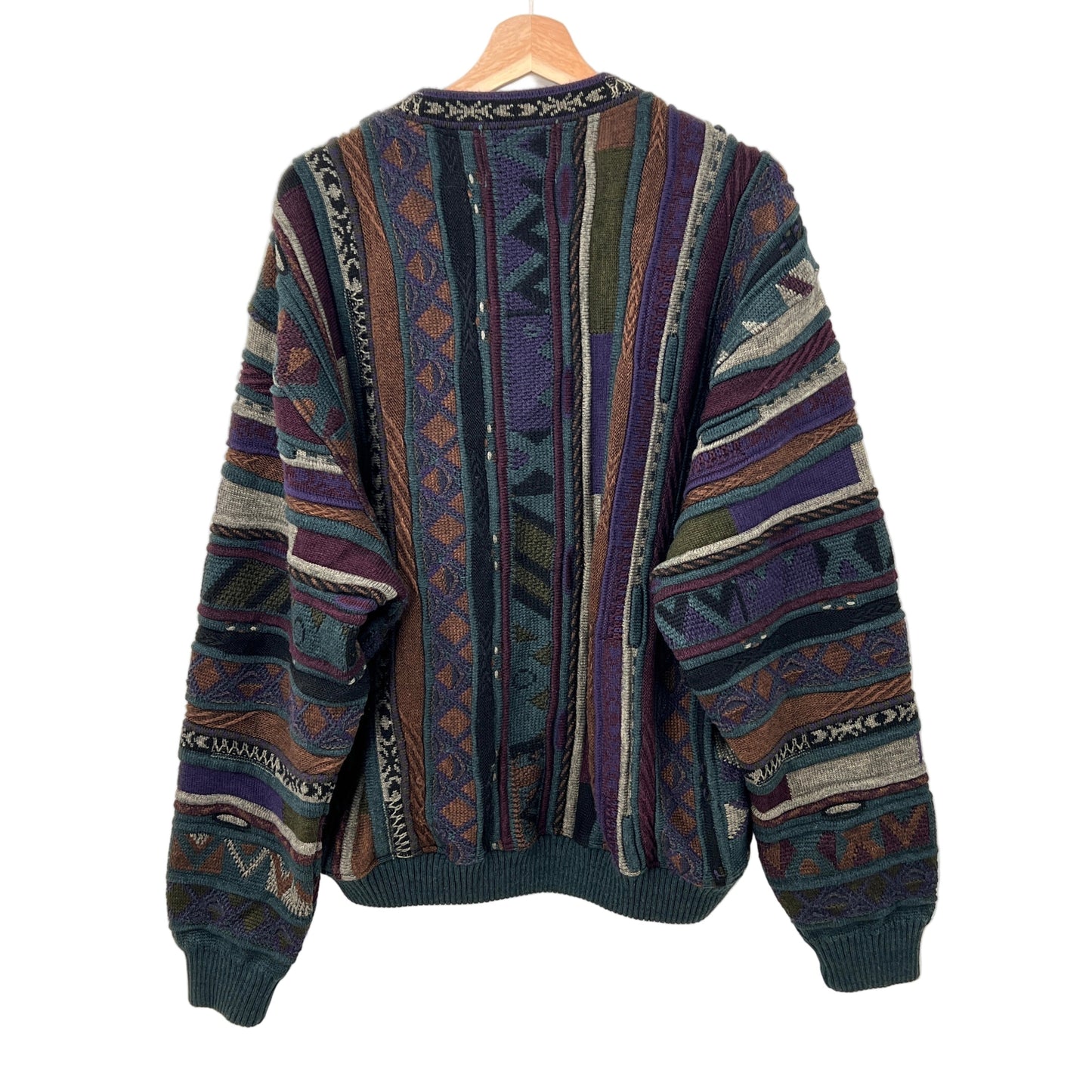 Vintage Tosani 3D Knit and Suede Leather Patchwork Sweater