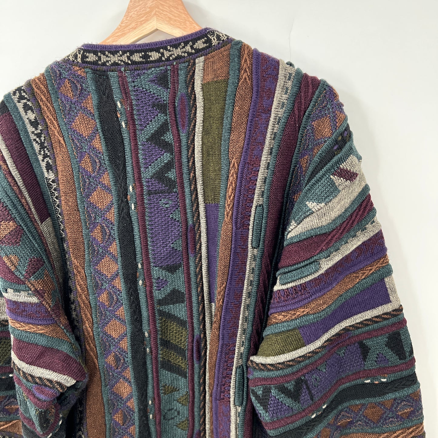 Vintage Tosani 3D Knit and Suede Leather Patchwork Sweater