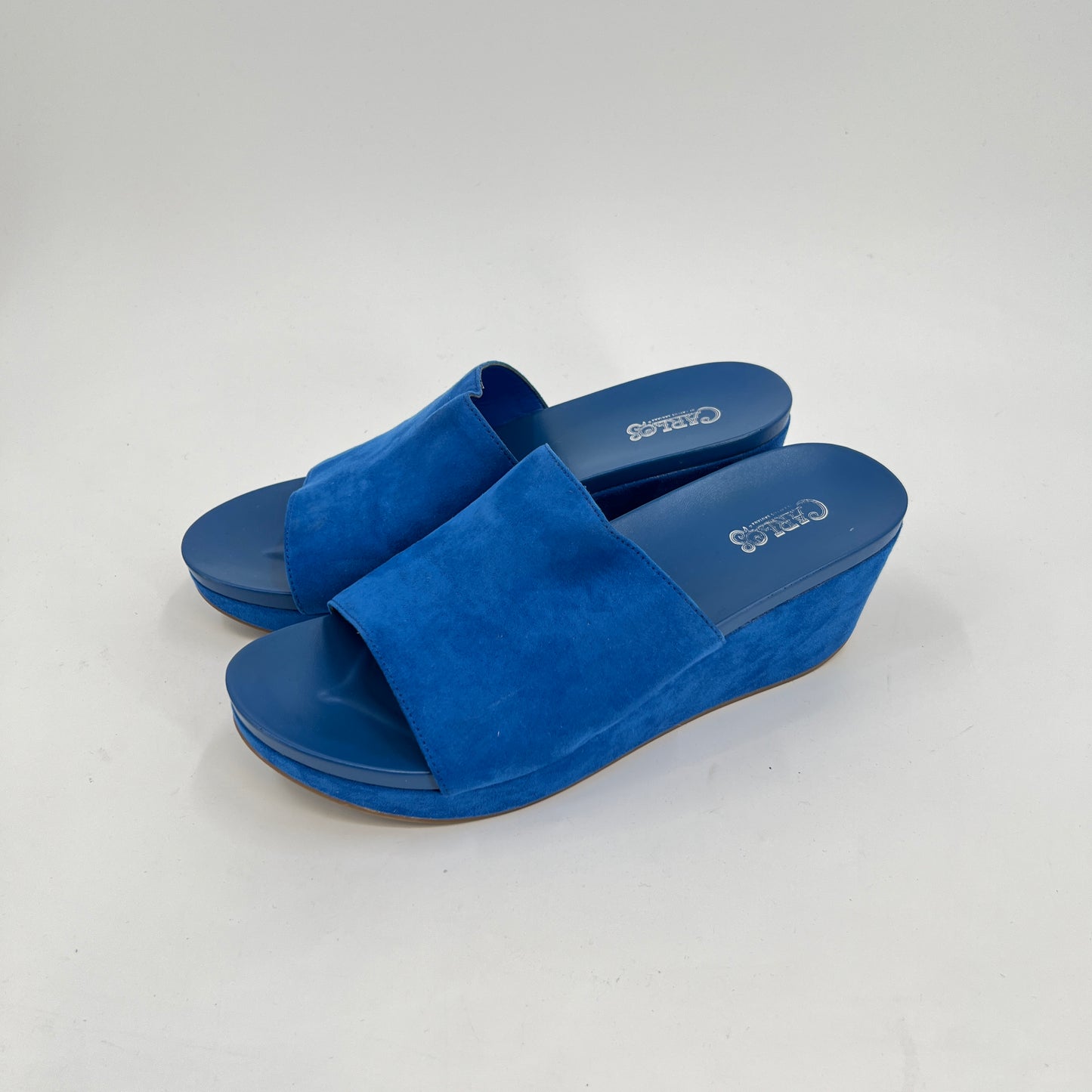 Carlos Blue Fabric Platform Slip On Sandals 40EU