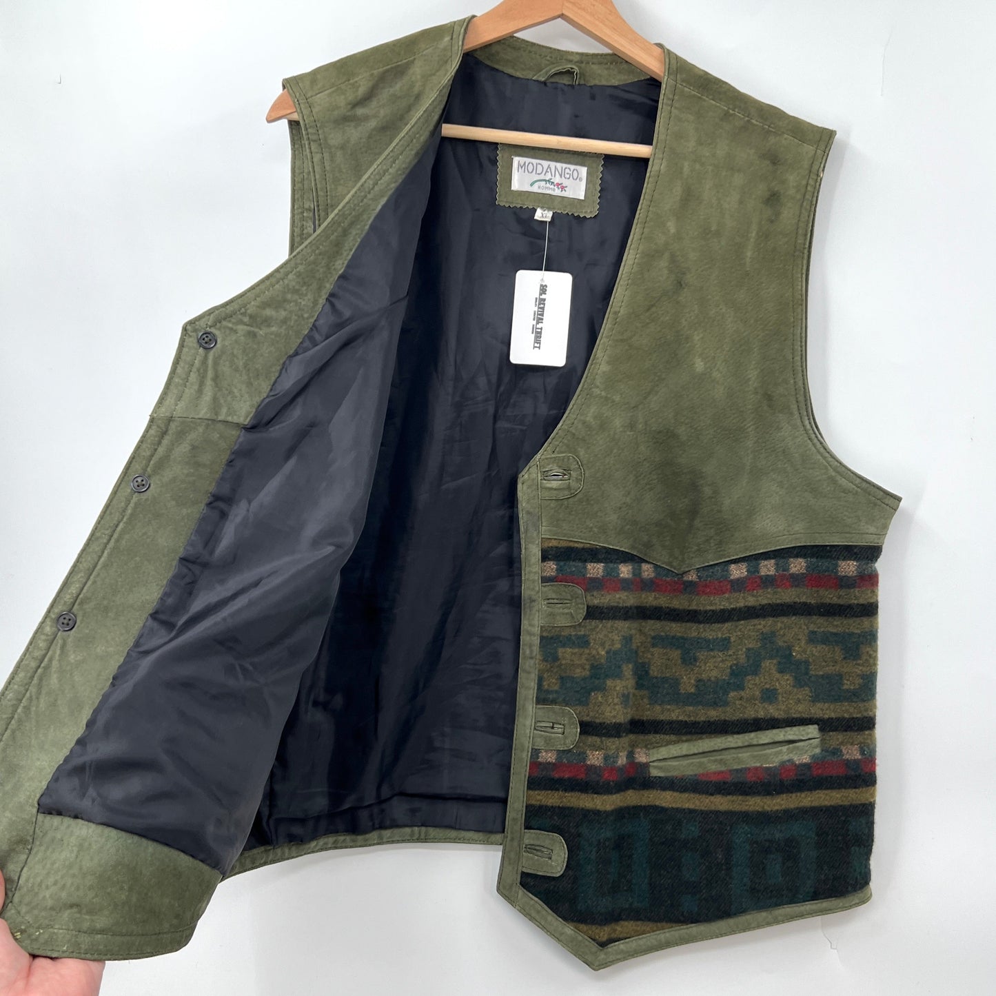 AS IS- Modango Leather Wool Western Vest