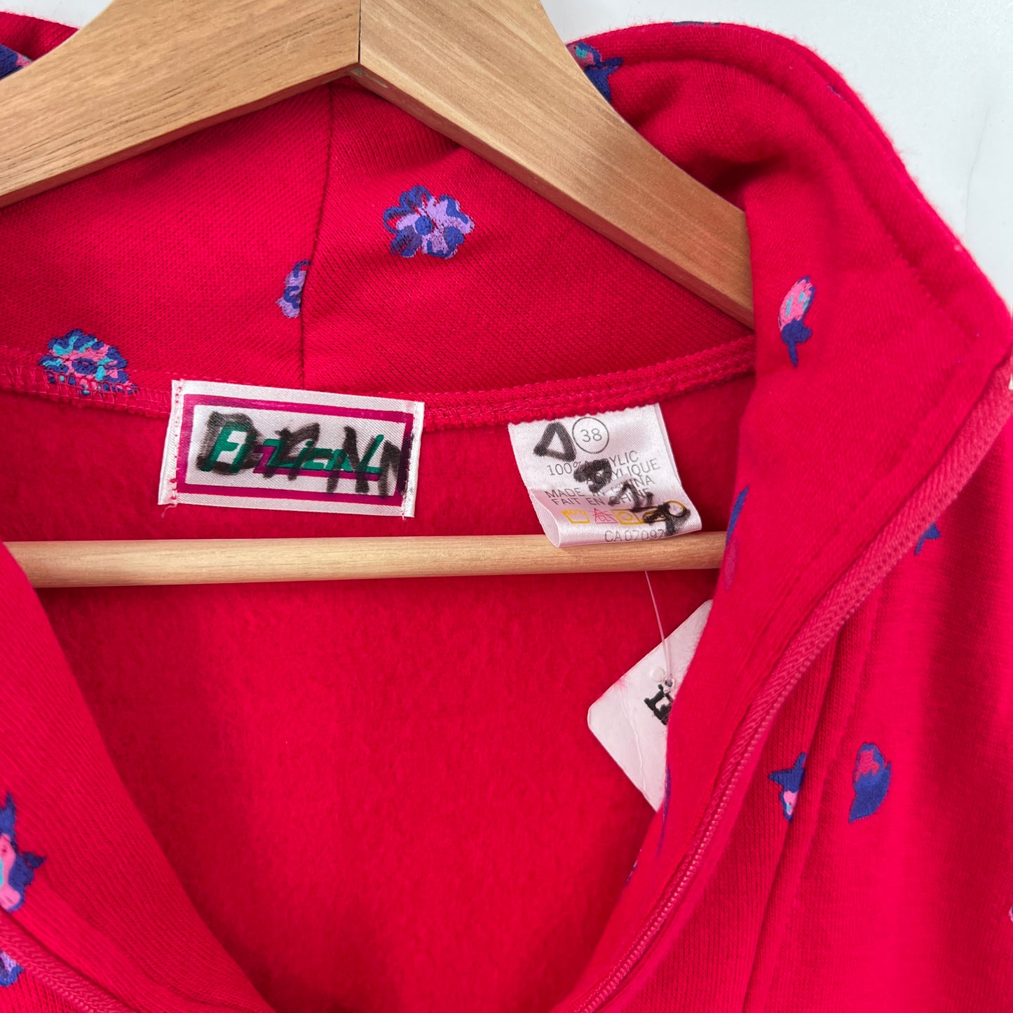 Vintage Puff Print Quarter Zip Sweatshirt  Top