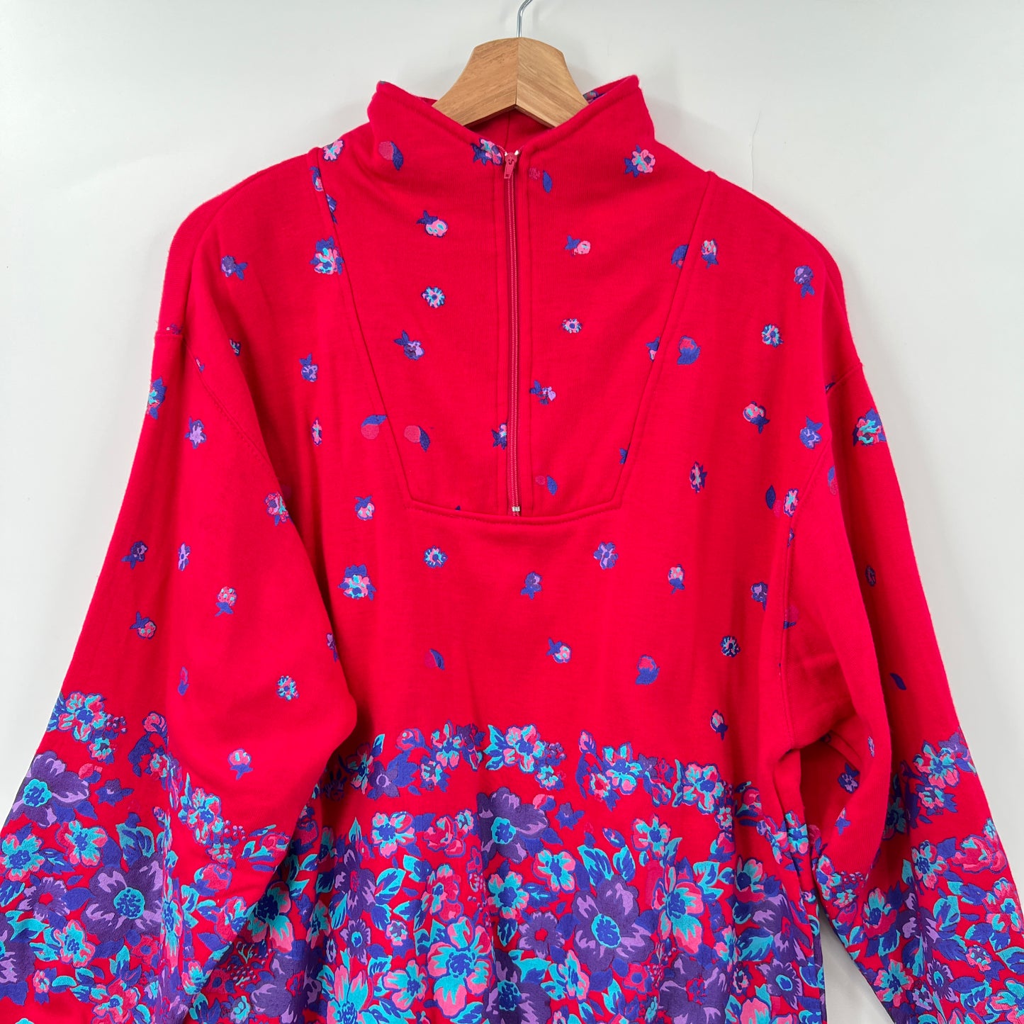 Vintage Puff Print Quarter Zip Sweatshirt  Top