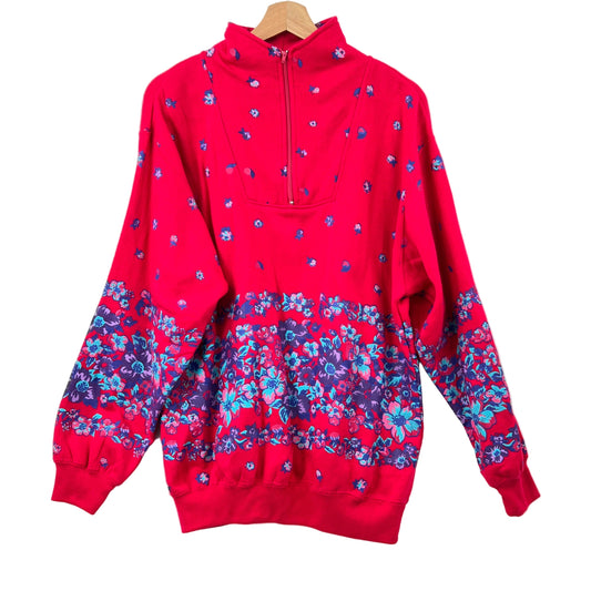 Vintage Puff Print Quarter Zip Sweatshirt  Top