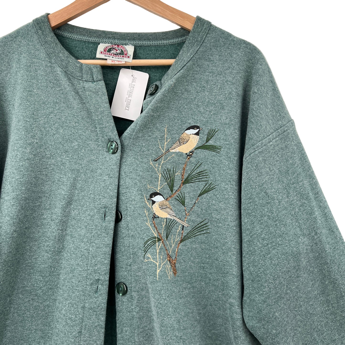 Vintage Birds Print Sweatshirt Cardigan