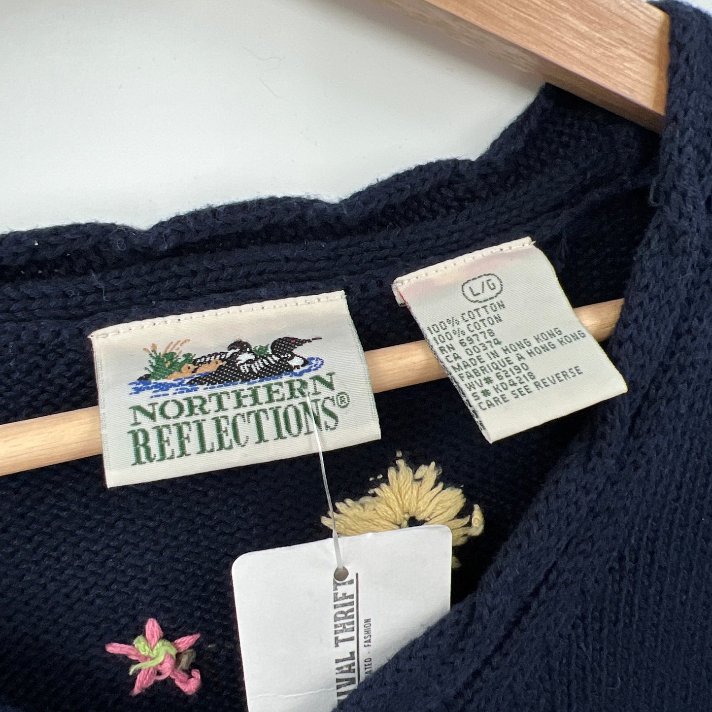 Vintage Northern Reflection Floral Embroidered Cotton Sweater