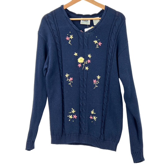 Vintage Northern Reflection Floral Embroidered Cotton Sweater