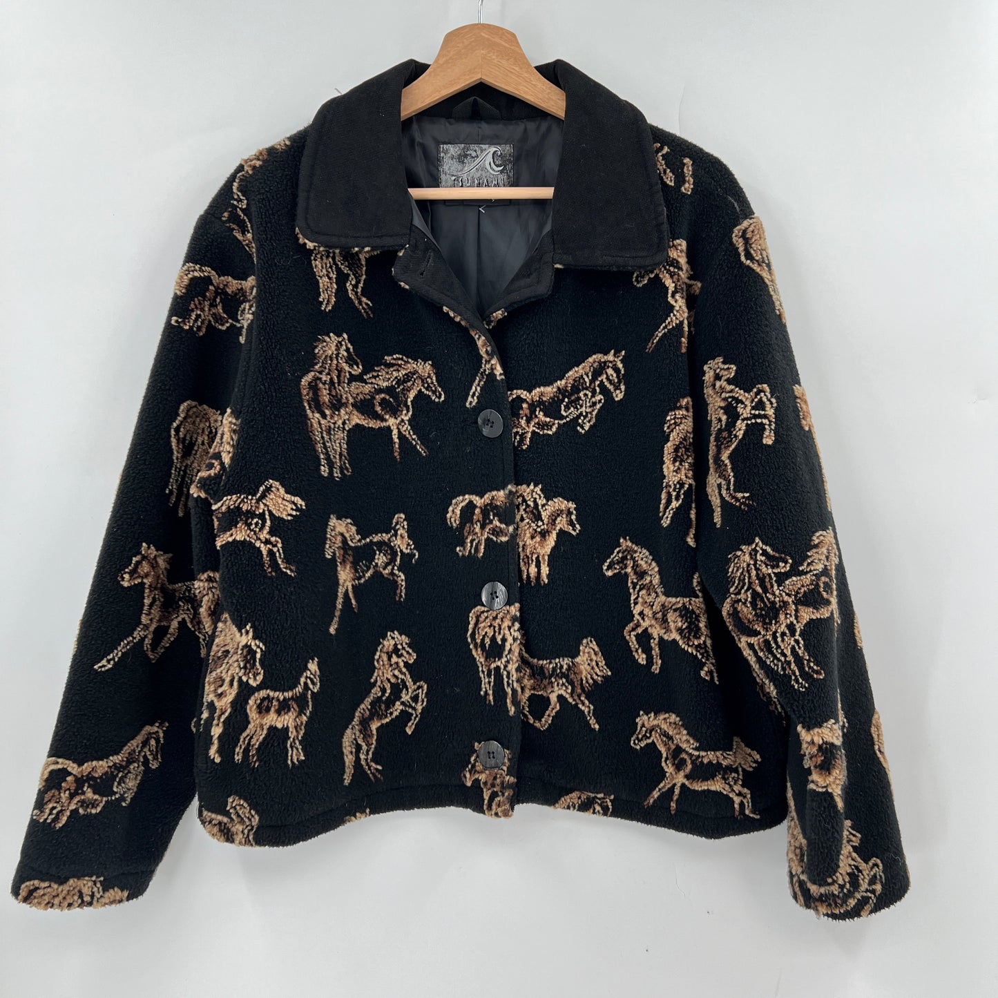 Vintage Tsunami Horse Fleece Bomber Jacket