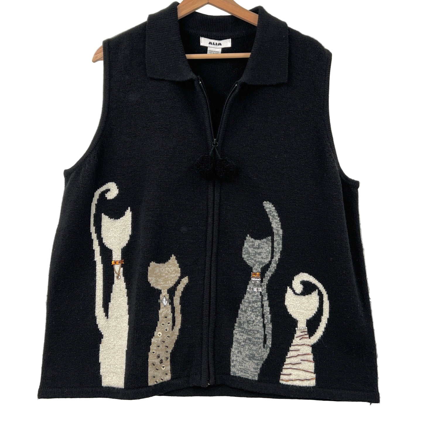 Alia Cats Silhouette Knit Vest