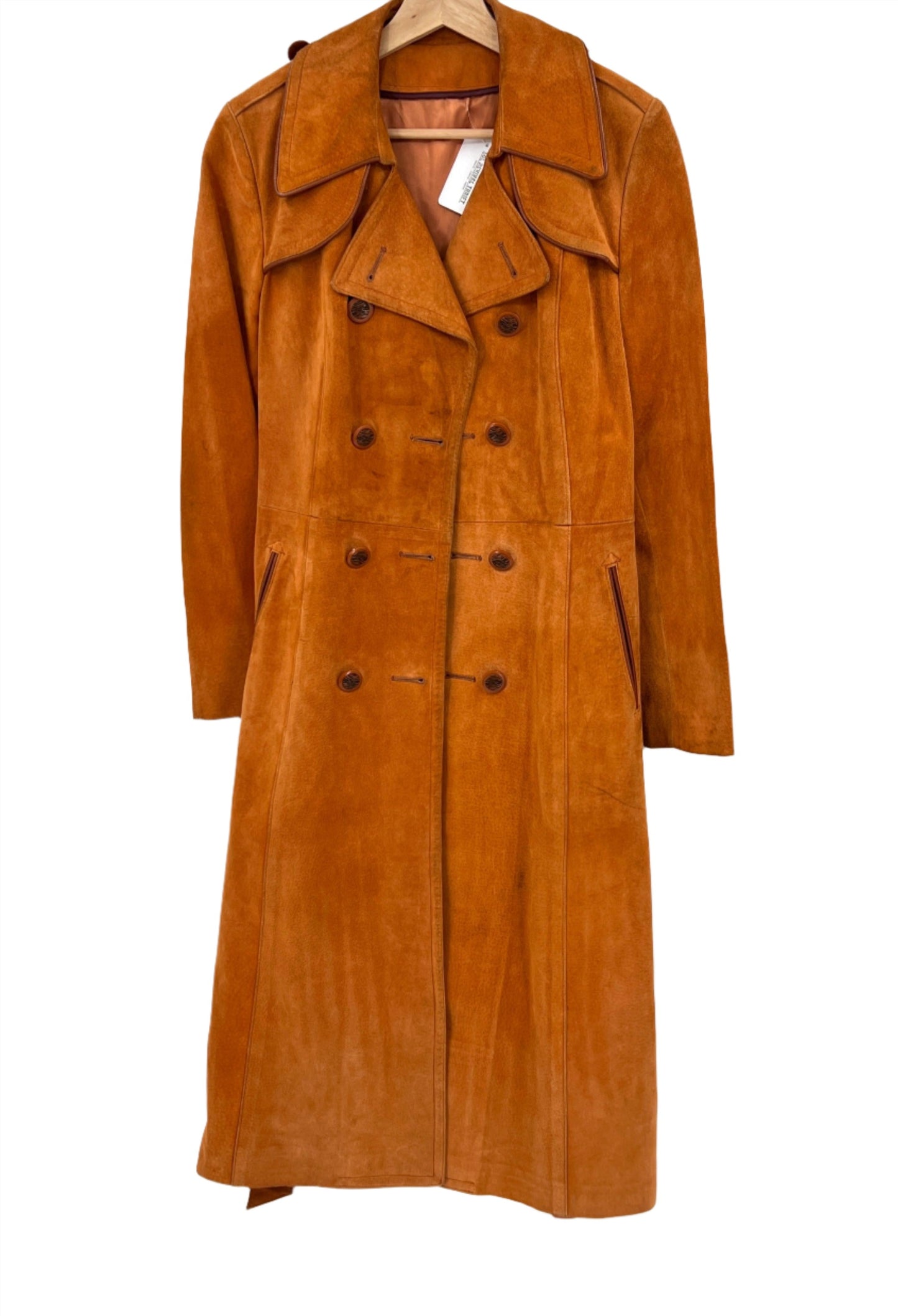 Vintage Jeno De Paris Orange Leather Suede Coat