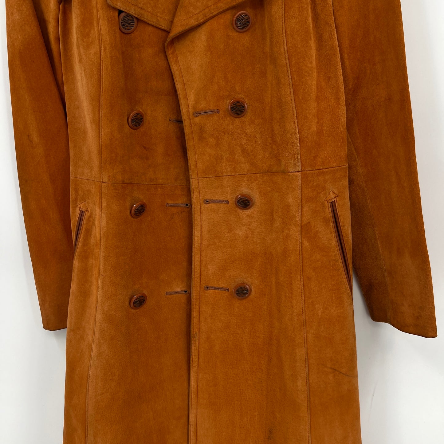 Vintage Jeno De Paris Orange Leather Suede Coat