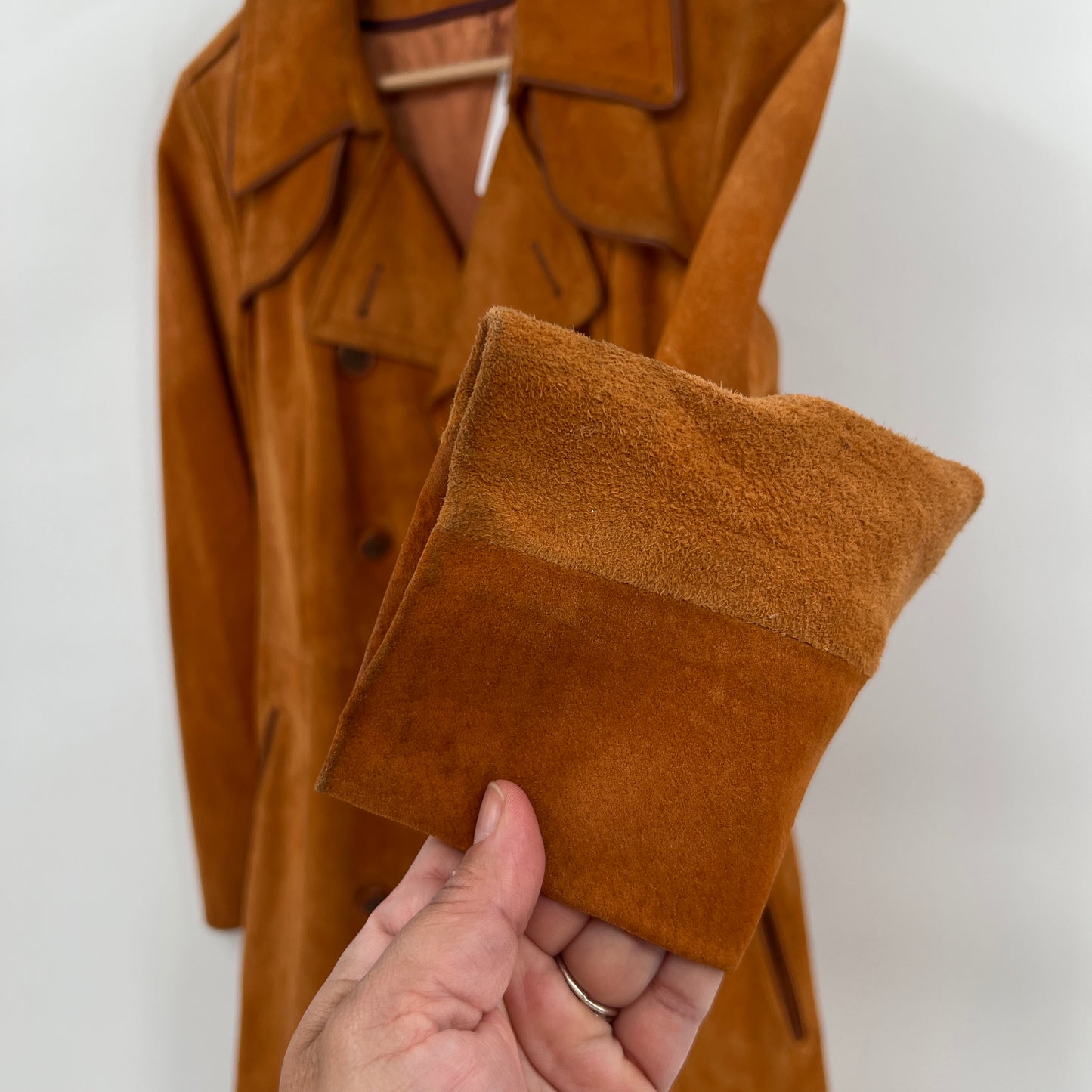 Vintage Jeno De Paris Orange Leather Suede Coat