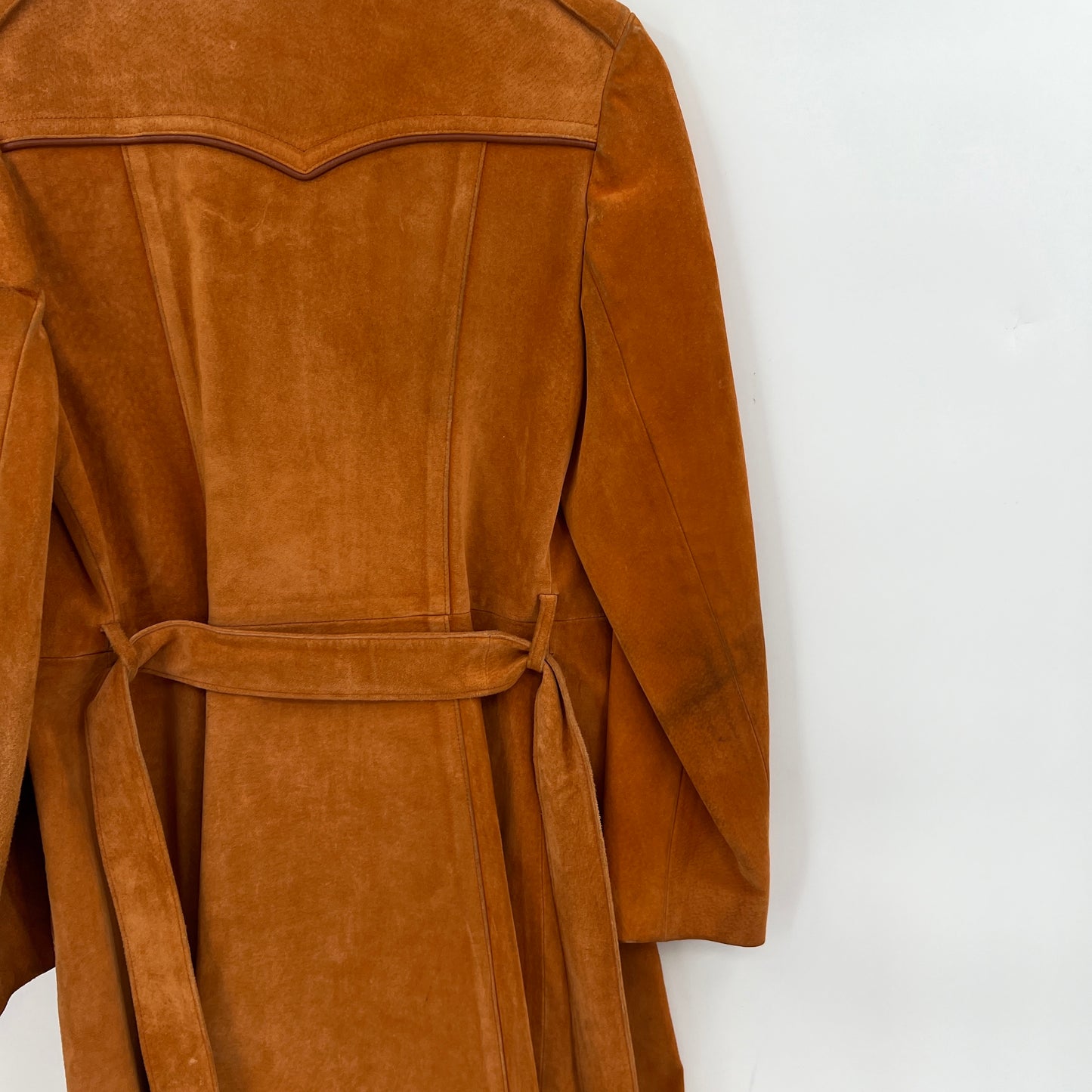 Vintage Jeno De Paris Orange Leather Suede Coat