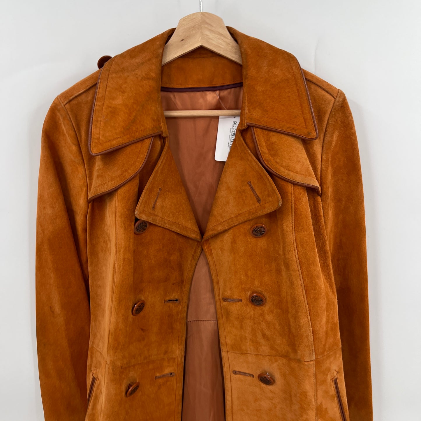 Vintage Jeno De Paris Orange Leather Suede Coat