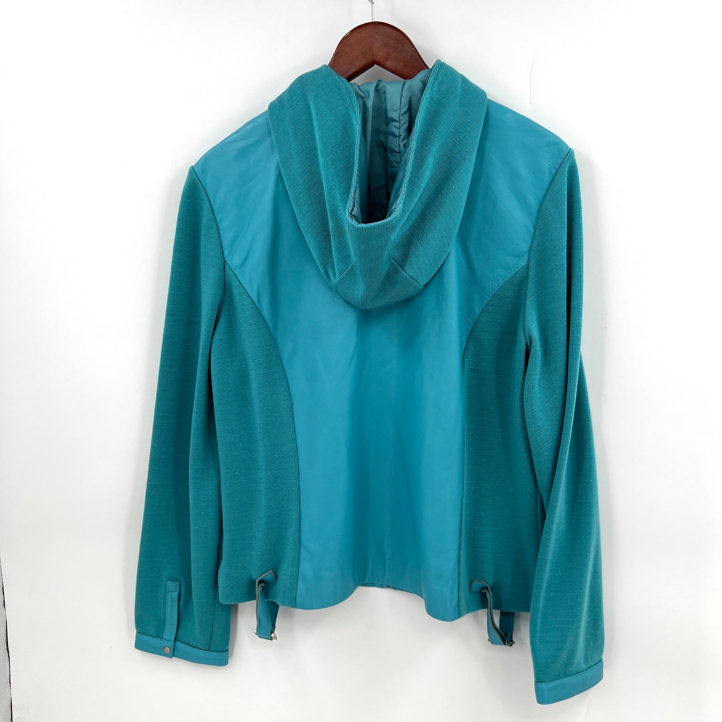 Danier Coloured Leather Jacket Knit Sleeves