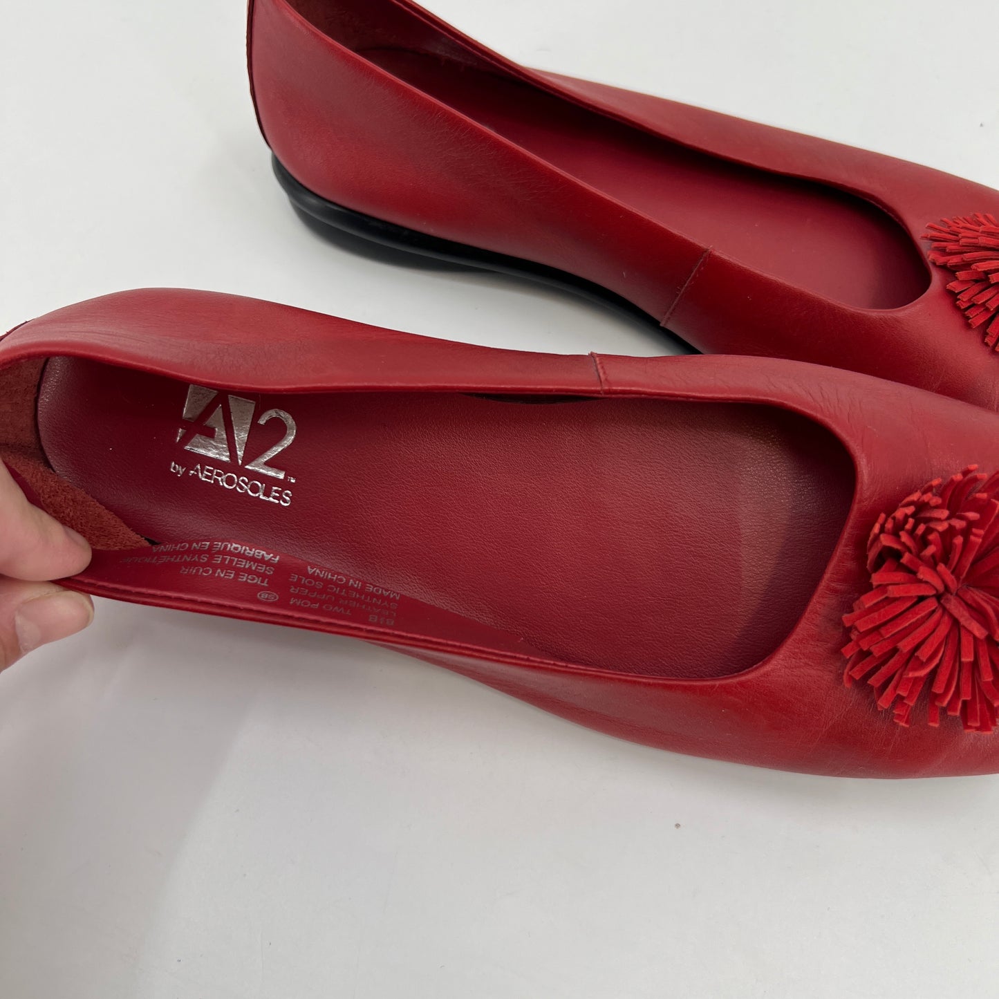 A2 Red Leather Flat Shoes 8.5US