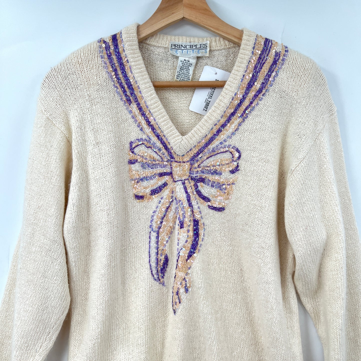 Vintage Principles Silk Angora Beaded Sweater