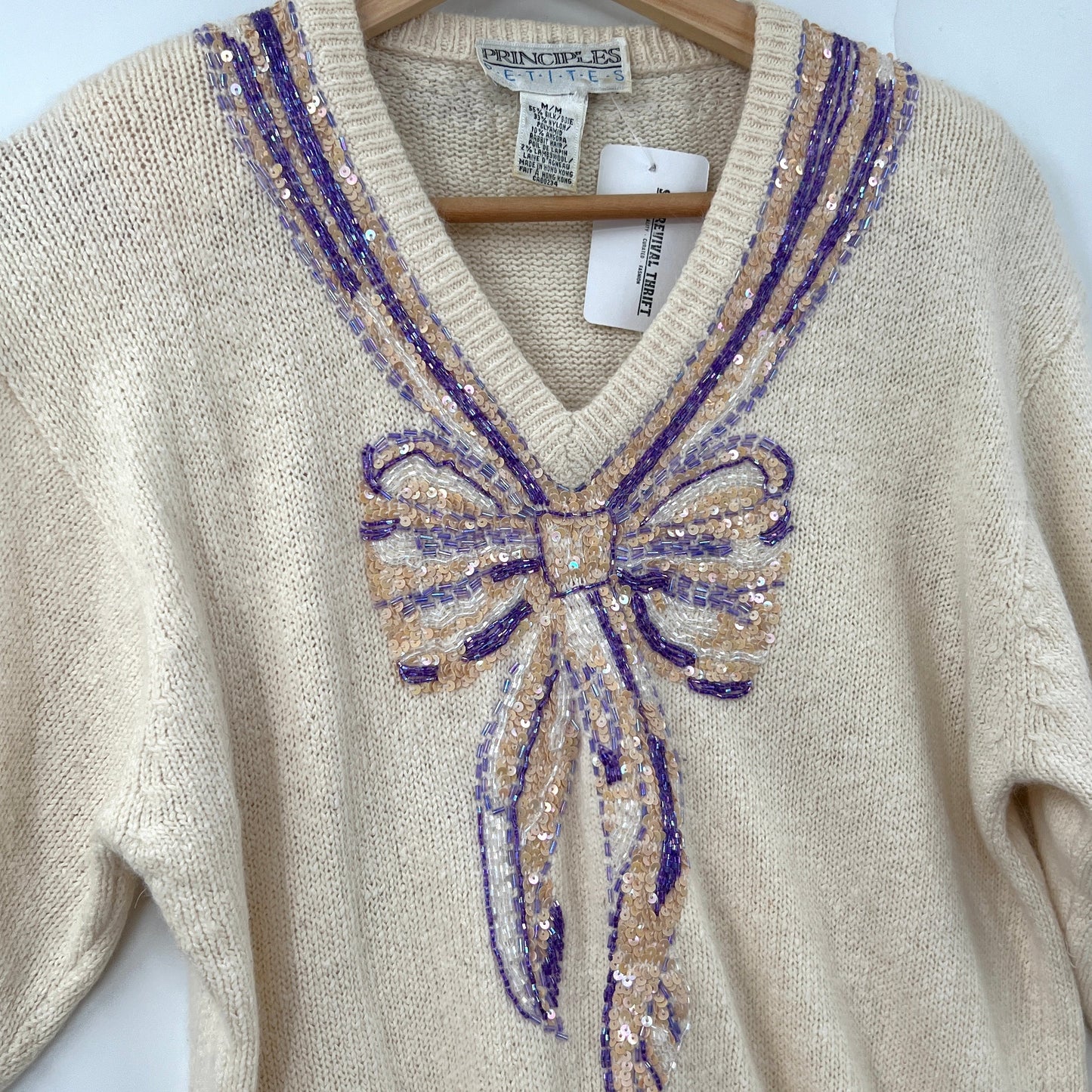 Vintage Principles Silk Angora Beaded Sweater