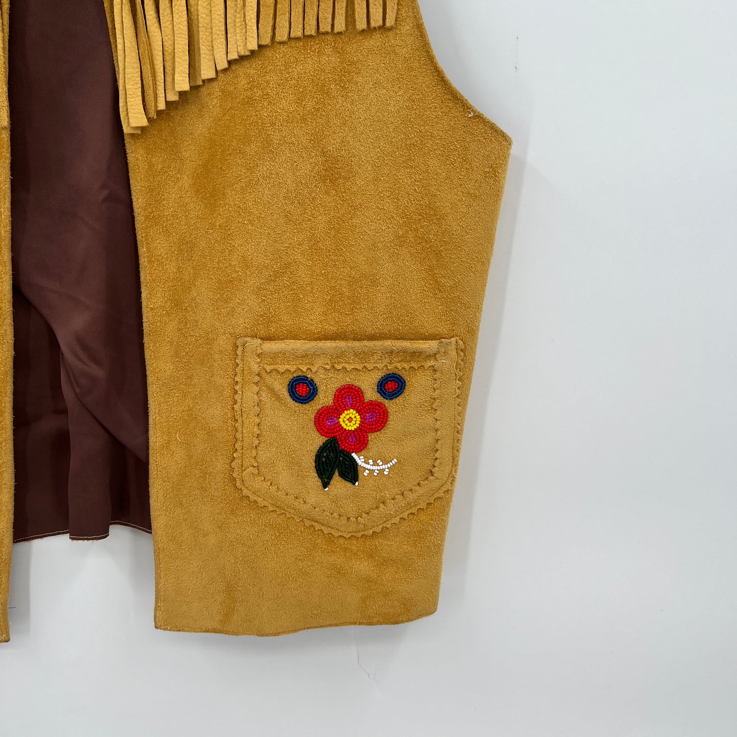 Floral Beaded Suede Leather Vest