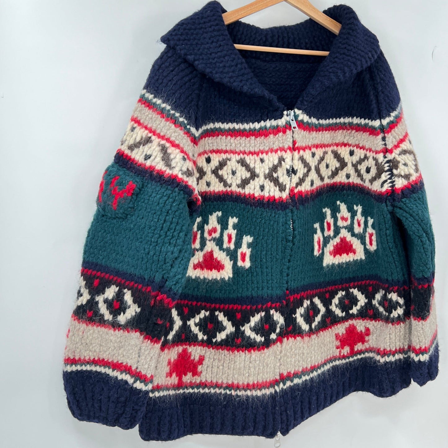 Vintage Handknit Wool Cardigan Sweater