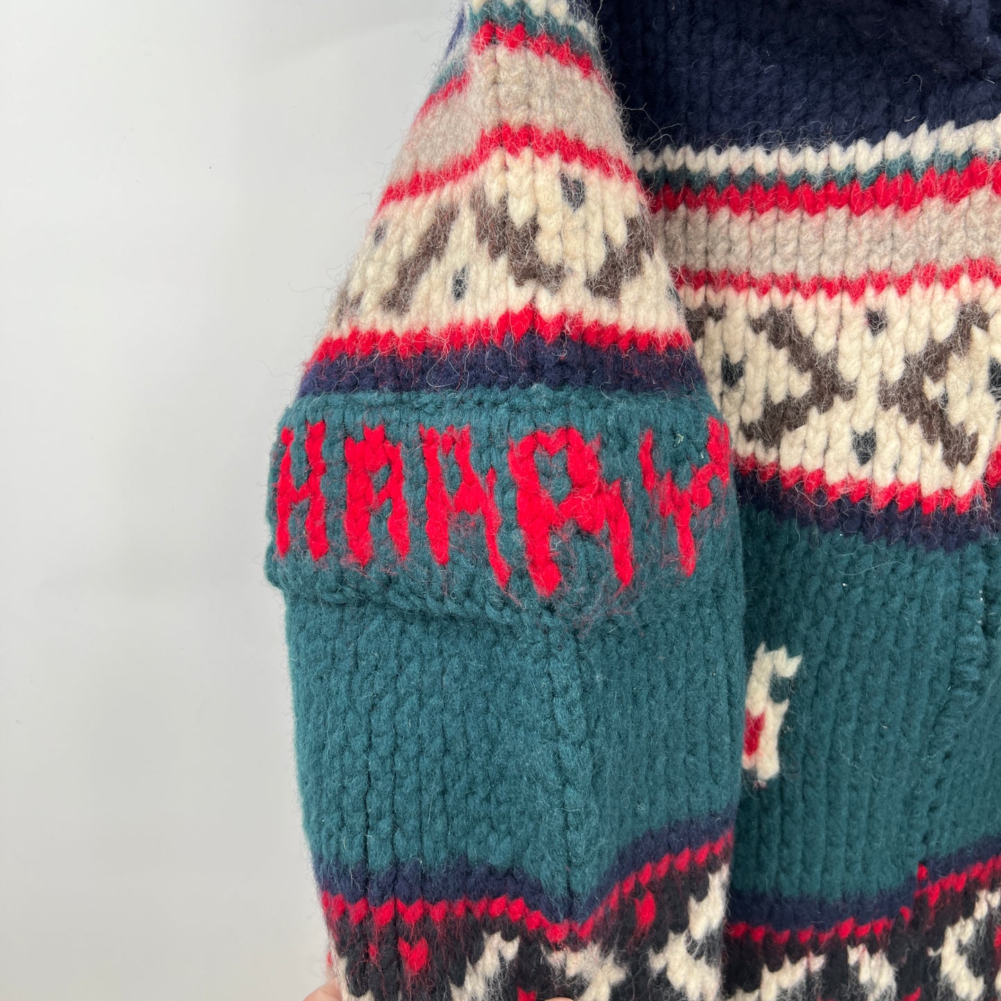 Vintage Handknit Wool Cardigan Sweater