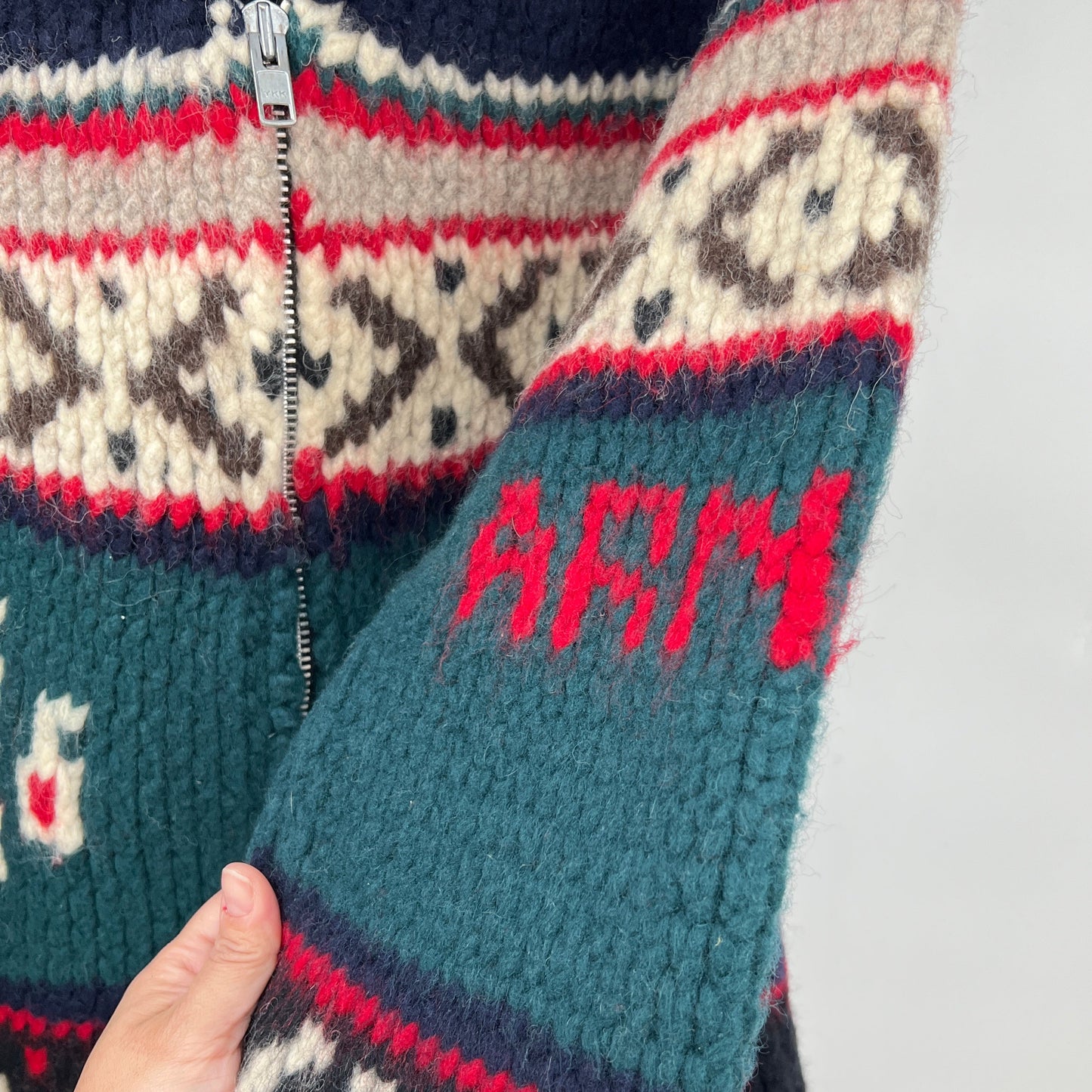 Vintage Handknit Wool Cardigan Sweater