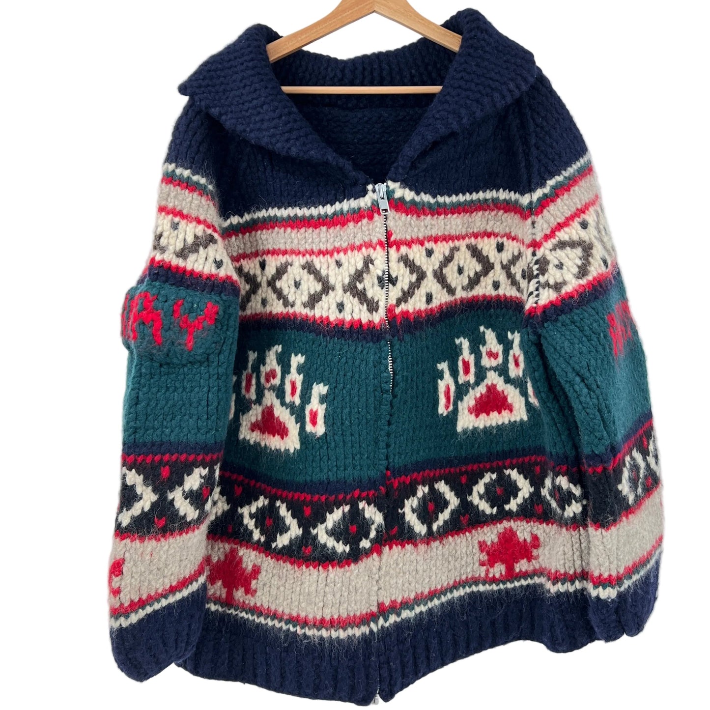 Vintage Handknit Wool Cardigan Sweater