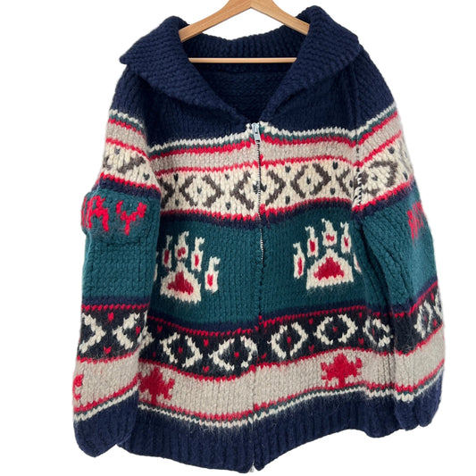Vintage Handknit Wool Cardigan Sweater