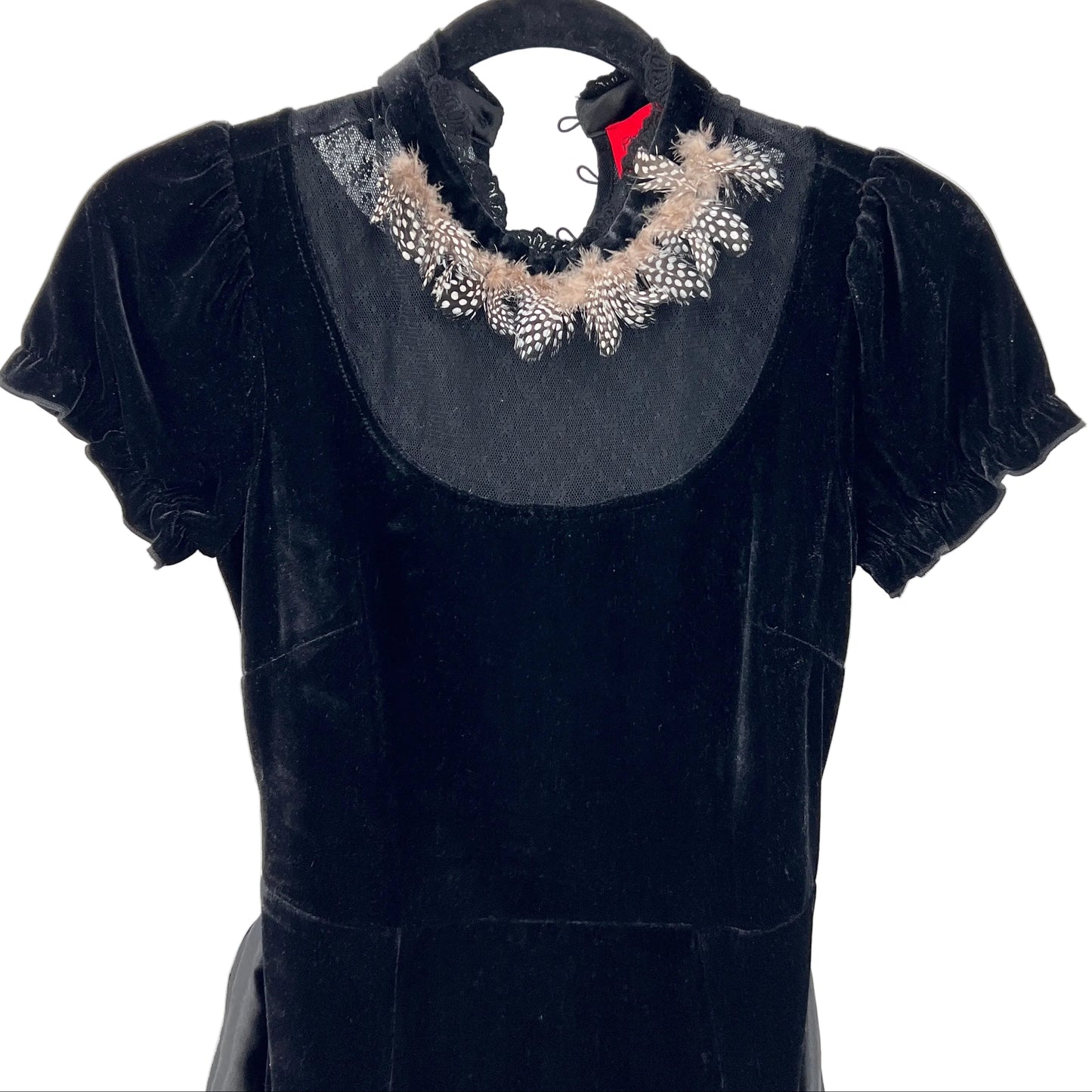 Pretty Rose Velvet Feather Asymmetrical  Dress