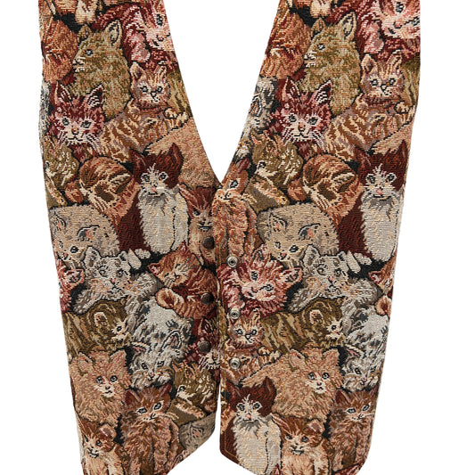 Vintage Tapestry Cats Vest