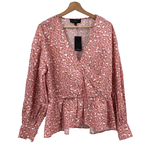 Eloquii Long Sleeve Faux Wrap Blouse