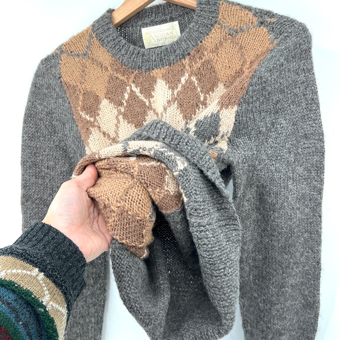 Andean Pure Alpaca Handmade Argyle Sweater