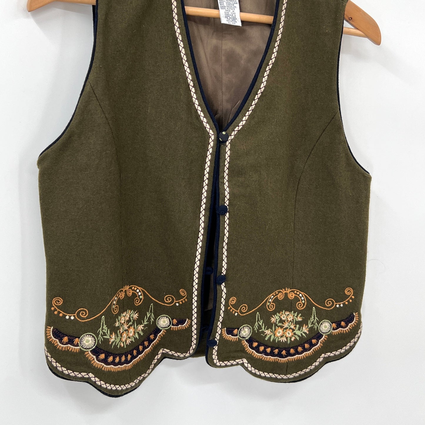 Vintage Dry Goods Wool Blend Embroidered Vest