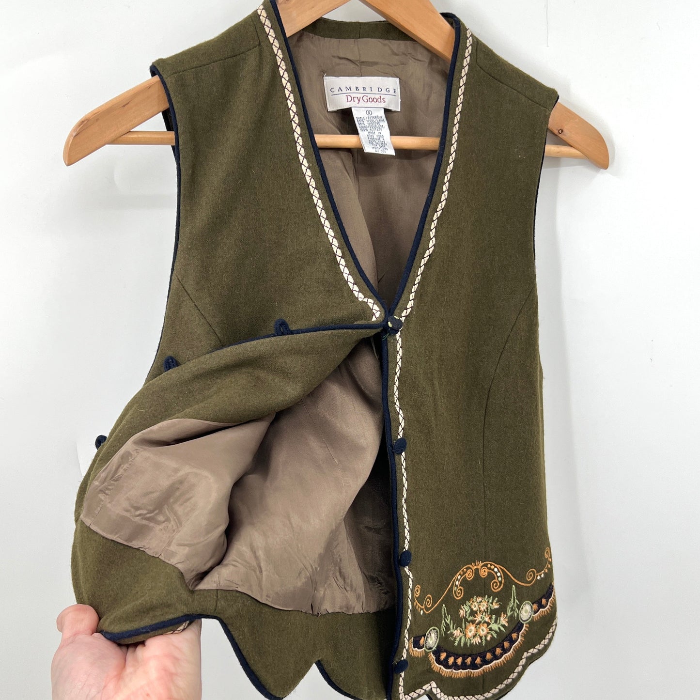 Vintage Dry Goods Wool Blend Embroidered Vest