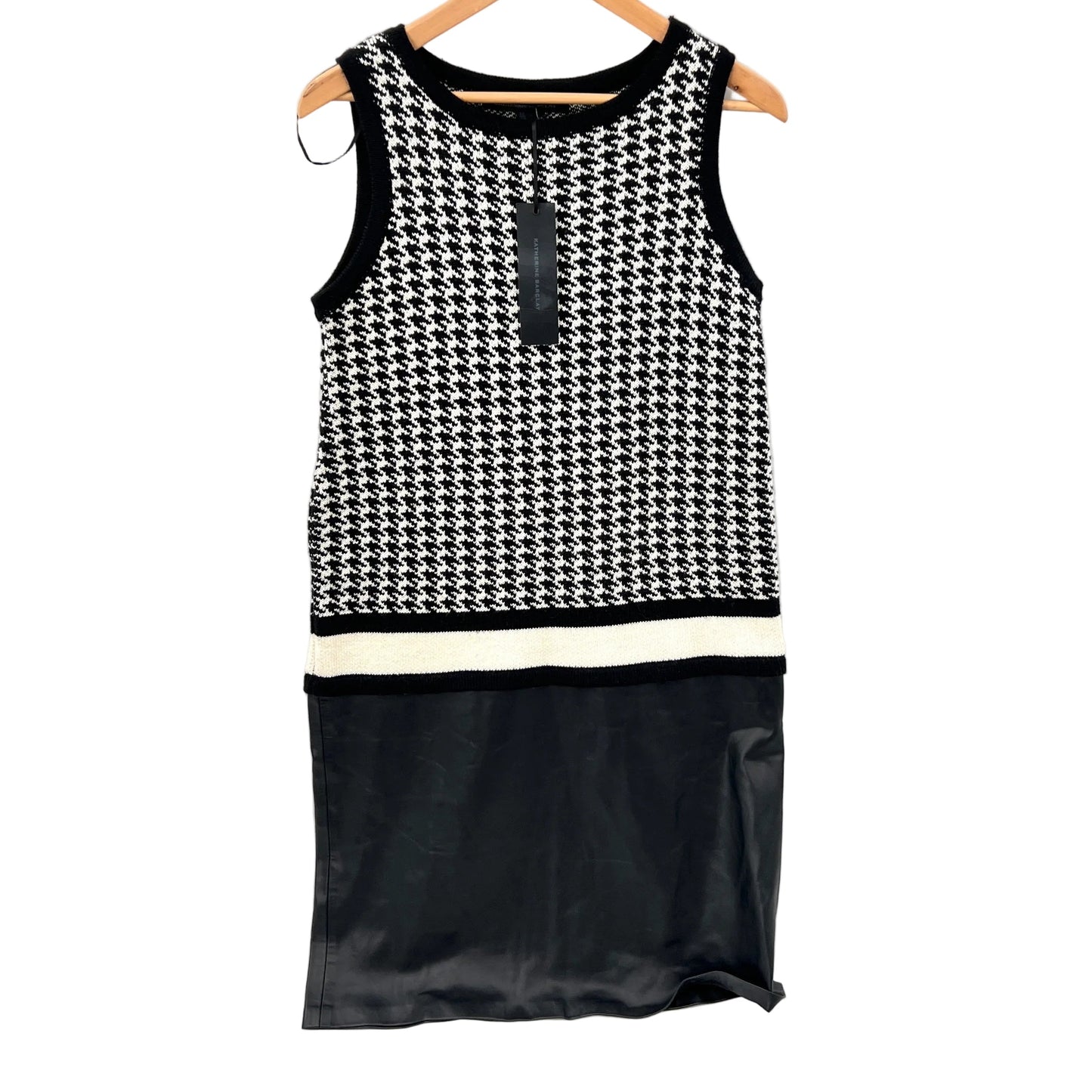Katherine Barclay Knit Drop Waist Faux Leather Dress