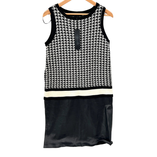 Katherine Barclay Knit Drop Waist Faux Leather Dress