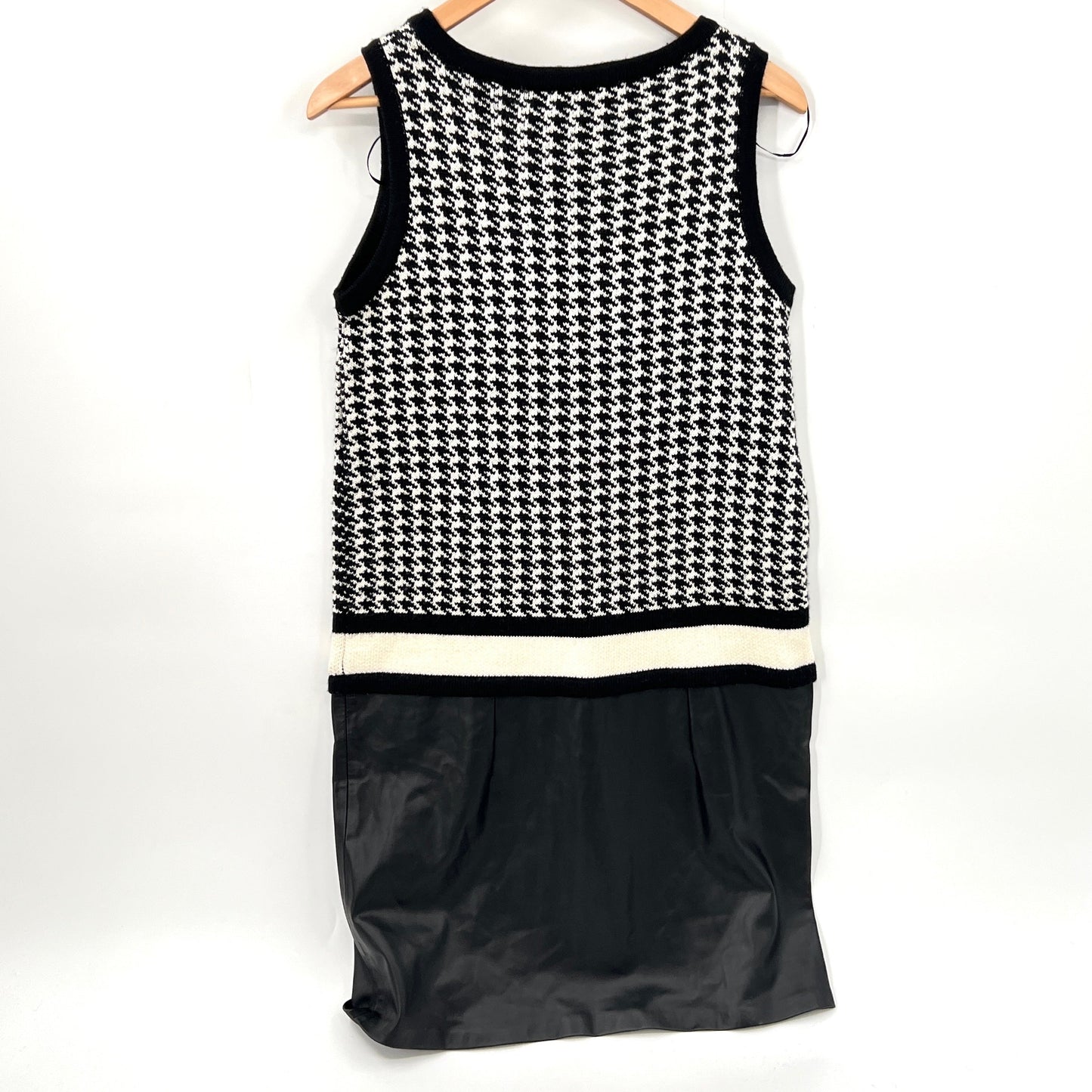 Katherine Barclay Knit Drop Waist Faux Leather Dress